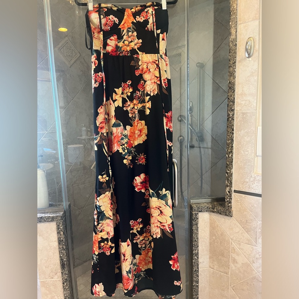Flower Halter strap Maxi dress -Never worn